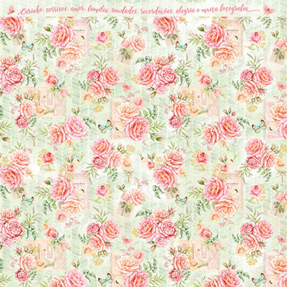 Papel Scrapbook Litoarte SD-1154 Bons Momentos Cards Floral 30,5x30,5cm - Palácio da Arte
