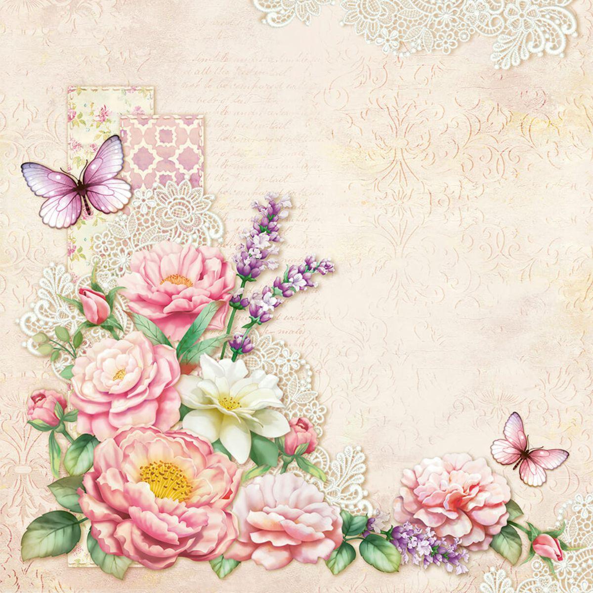 Papel Scrapbook Litoarte SD-1165 Flores Cantoneira 30,5x30,5cm - Palácio da Arte