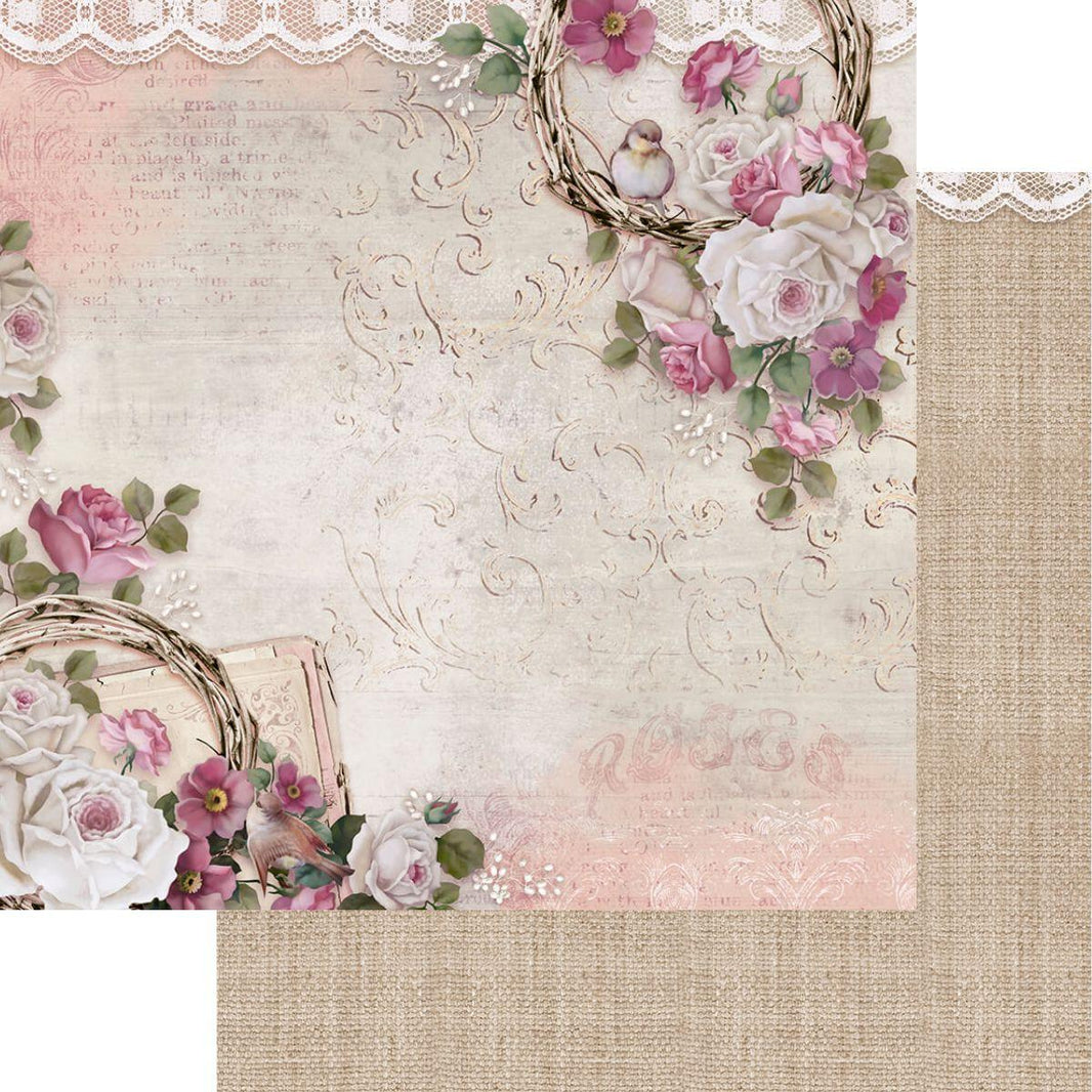 Papel Scrapbook Litoarte SD-1166 Flores e Linho 30,5x30,5cm - Palácio da Arte