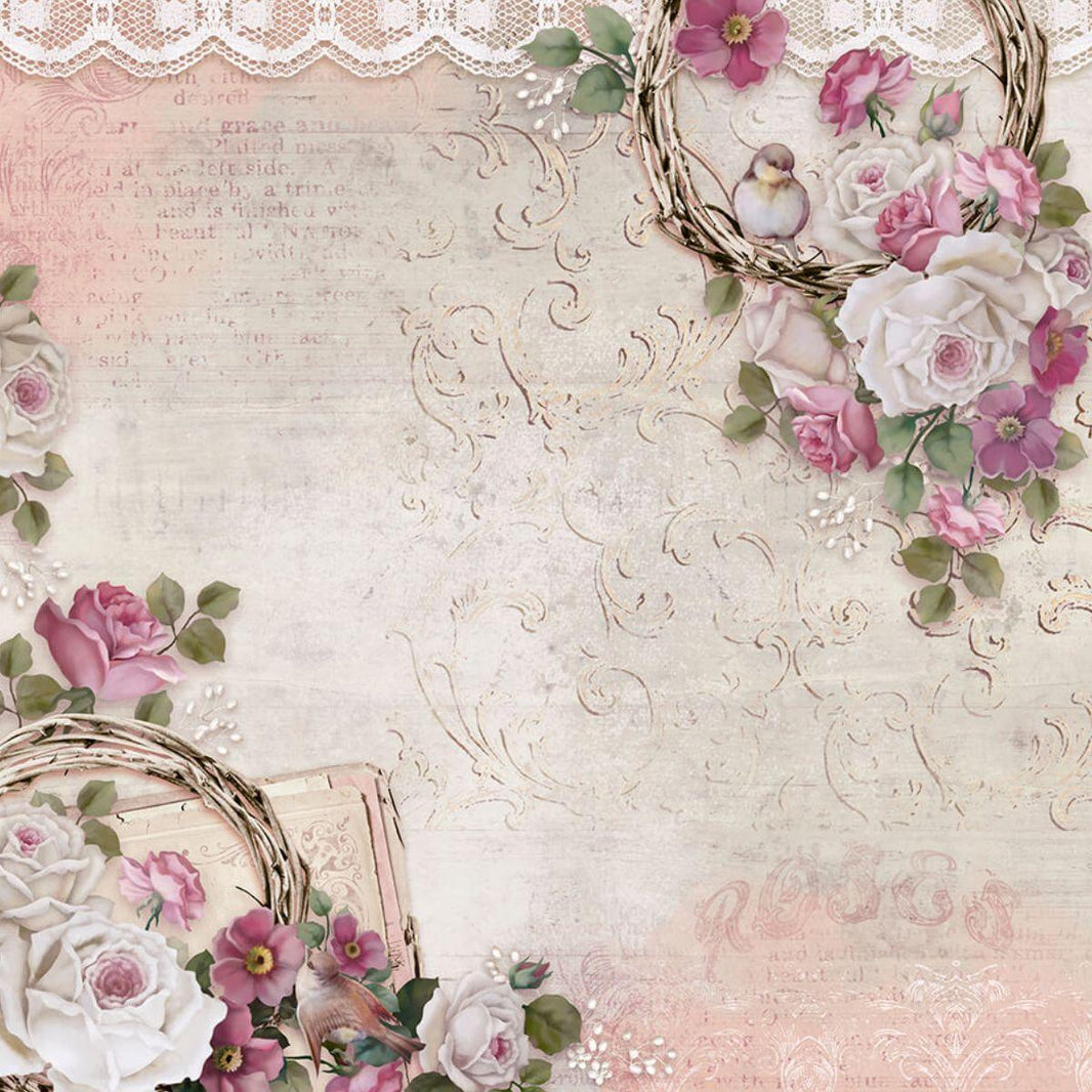 Papel Scrapbook Litoarte SD-1166 Flores e Linho 30,5x30,5cm - Palácio da Arte