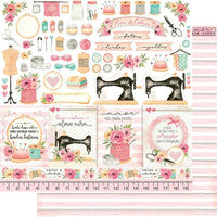 Papel Scrapbook Litoarte SD-1169 Elementos Costura 30,5x30,5cm - Palácio da Arte