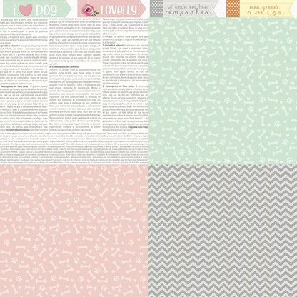 Papel Scrapbook Litoarte SD-1170 Elementos Cachorrinhos 30,5x30,5cm - Palácio da Arte