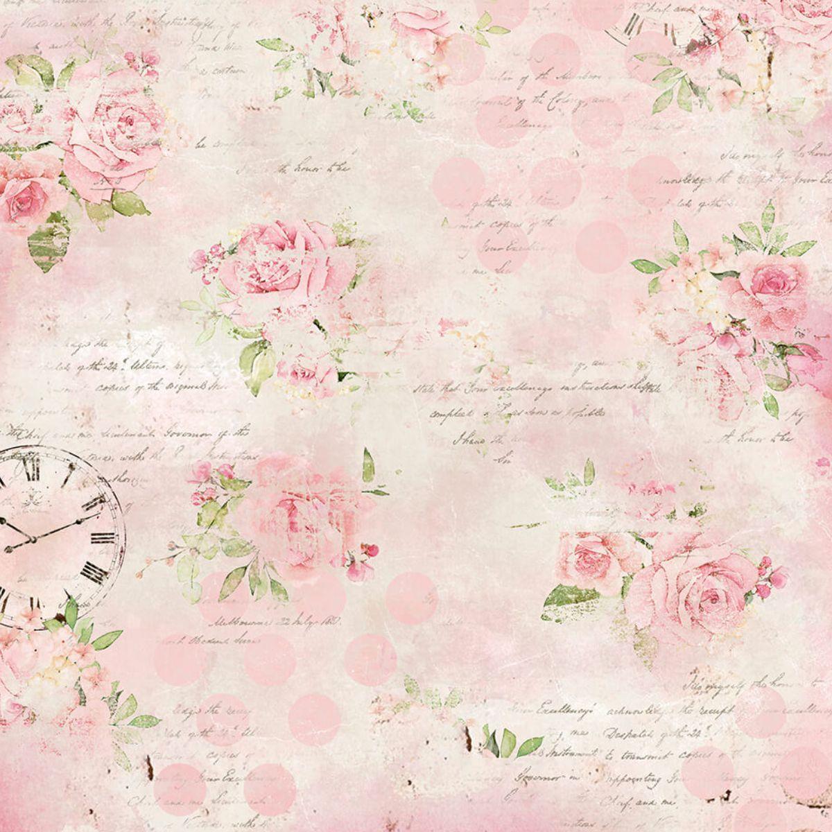 Papel Scrapbook Litoarte SD-1177 Ramos de Rosas 30,5x30,5cm - Palácio da Arte