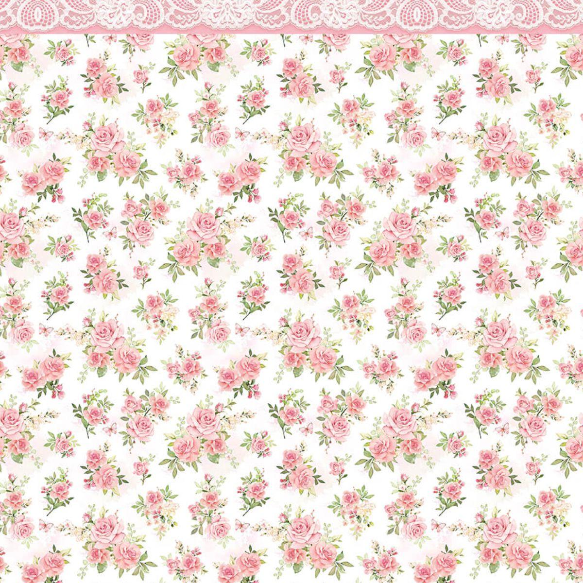 Papel Scrapbook Litoarte SD-1178 Tags Femininas e Rosas 30,5x30,5cm - Palácio da Arte