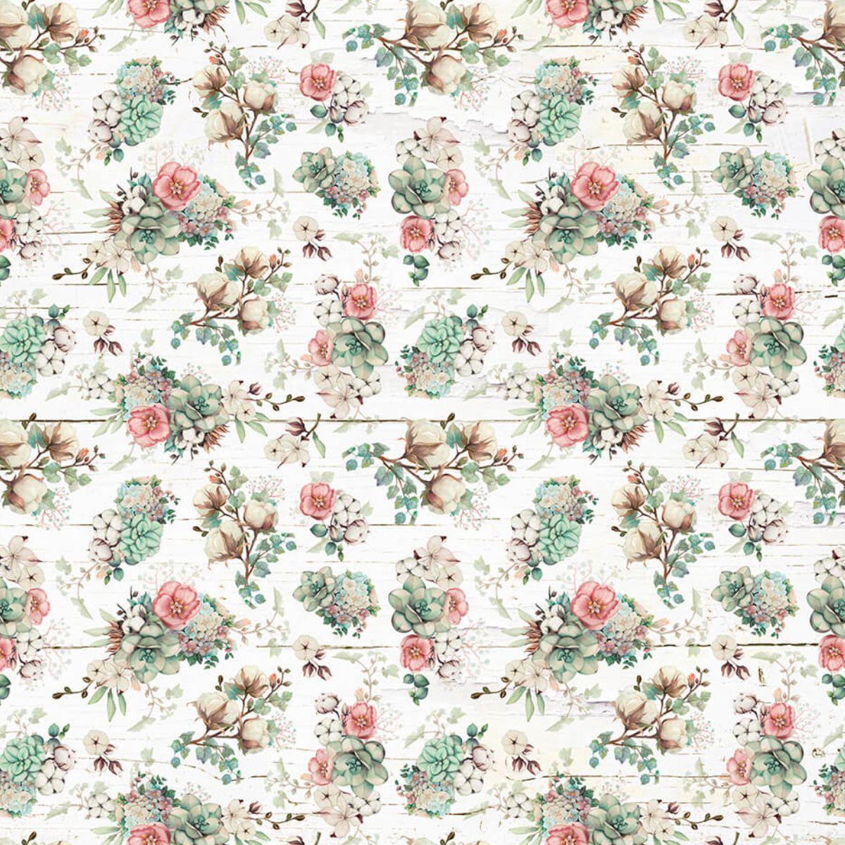 Papel Scrapbook Litoarte SD-1181 Flores e Xadrez 30,5x30,5cm - Palácio da Arte