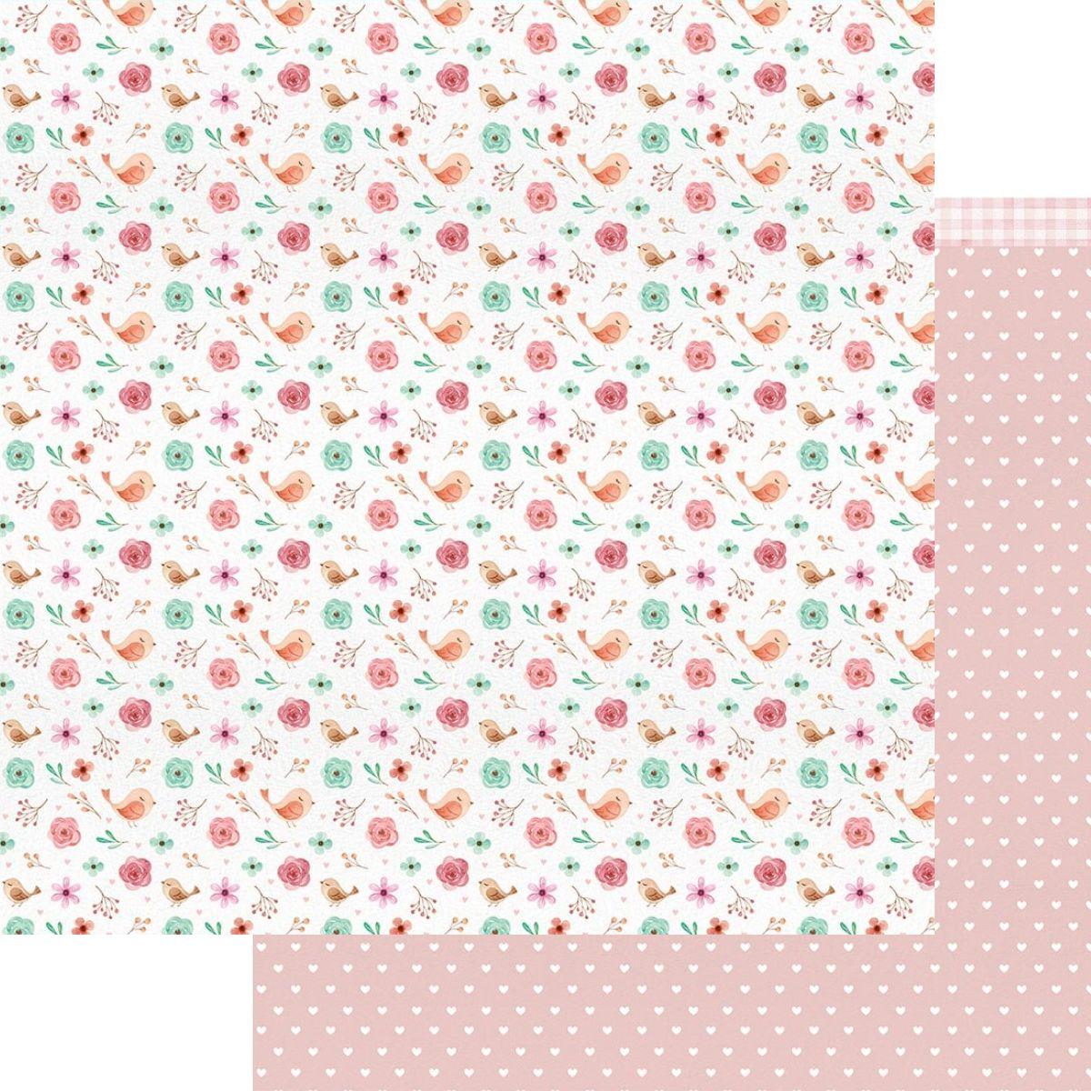 Papel Scrapbook Litoarte SD-1189 Flores e Poá 30,5x30,5cm - Palácio da Arte
