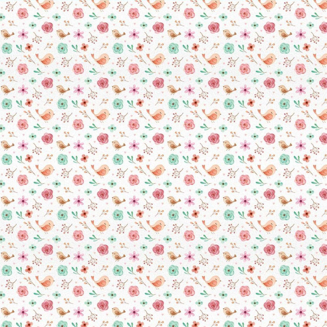 Papel Scrapbook Litoarte SD-1189 Flores e Poá 30,5x30,5cm - Palácio da Arte