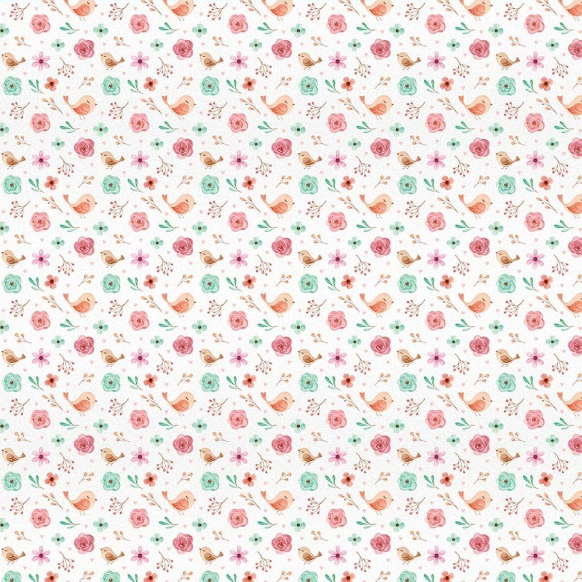 Papel Scrapbook Litoarte SD-1189 Flores e Poá 30,5x30,5cm - Palácio da Arte