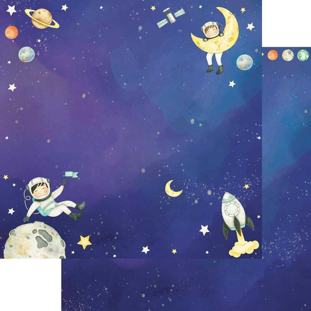 Papel Scrapbook Litoarte SD-1192 Menino na Lua 30,5x30,5cm - Palácio da Arte