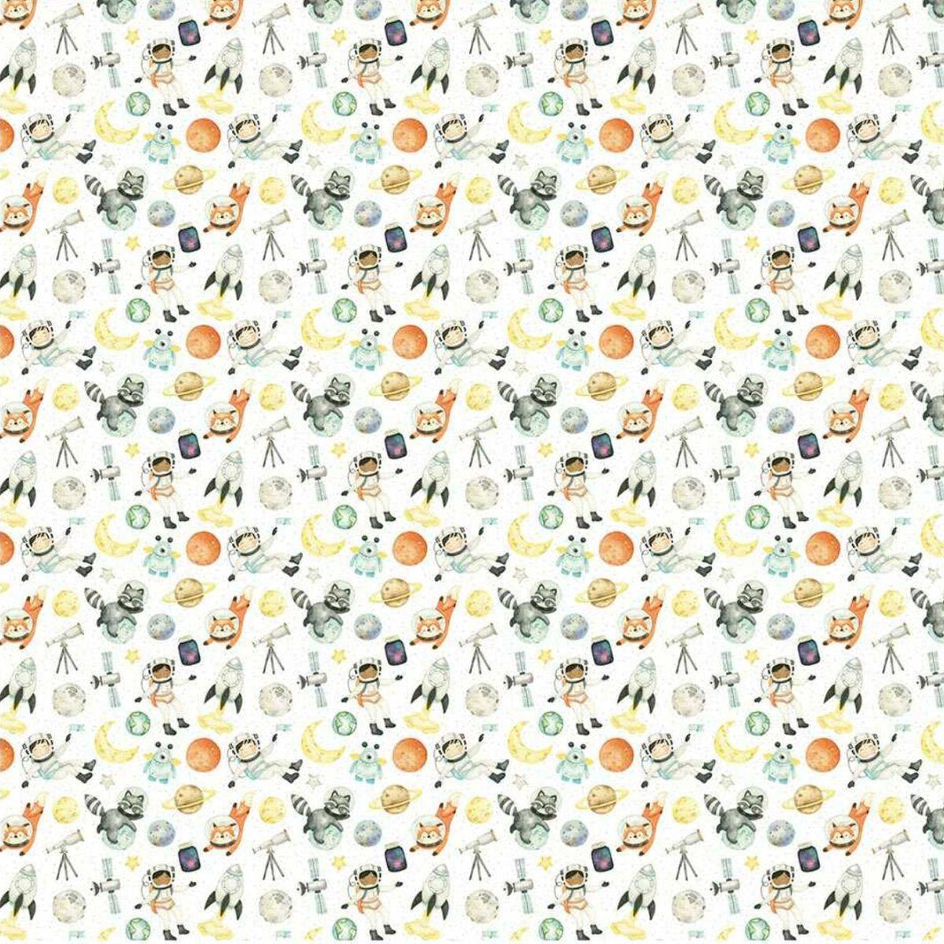 Papel Scrapbook Litoarte SD-1193 Estrelas e Astronautas 30,5x30,5cm - Palácio da Arte