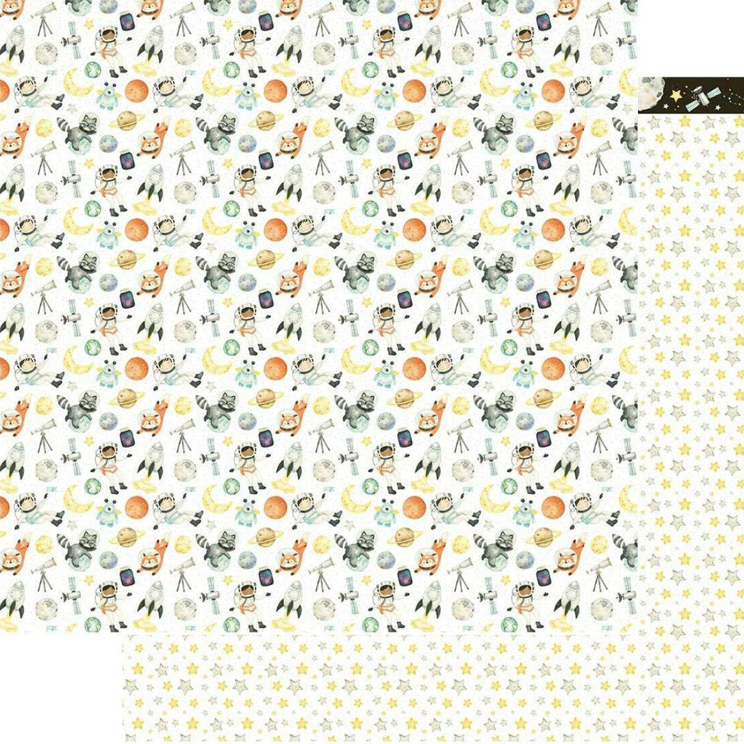 Papel Scrapbook Litoarte SD-1193 Estrelas e Astronautas 30,5x30,5cm - Palácio da Arte