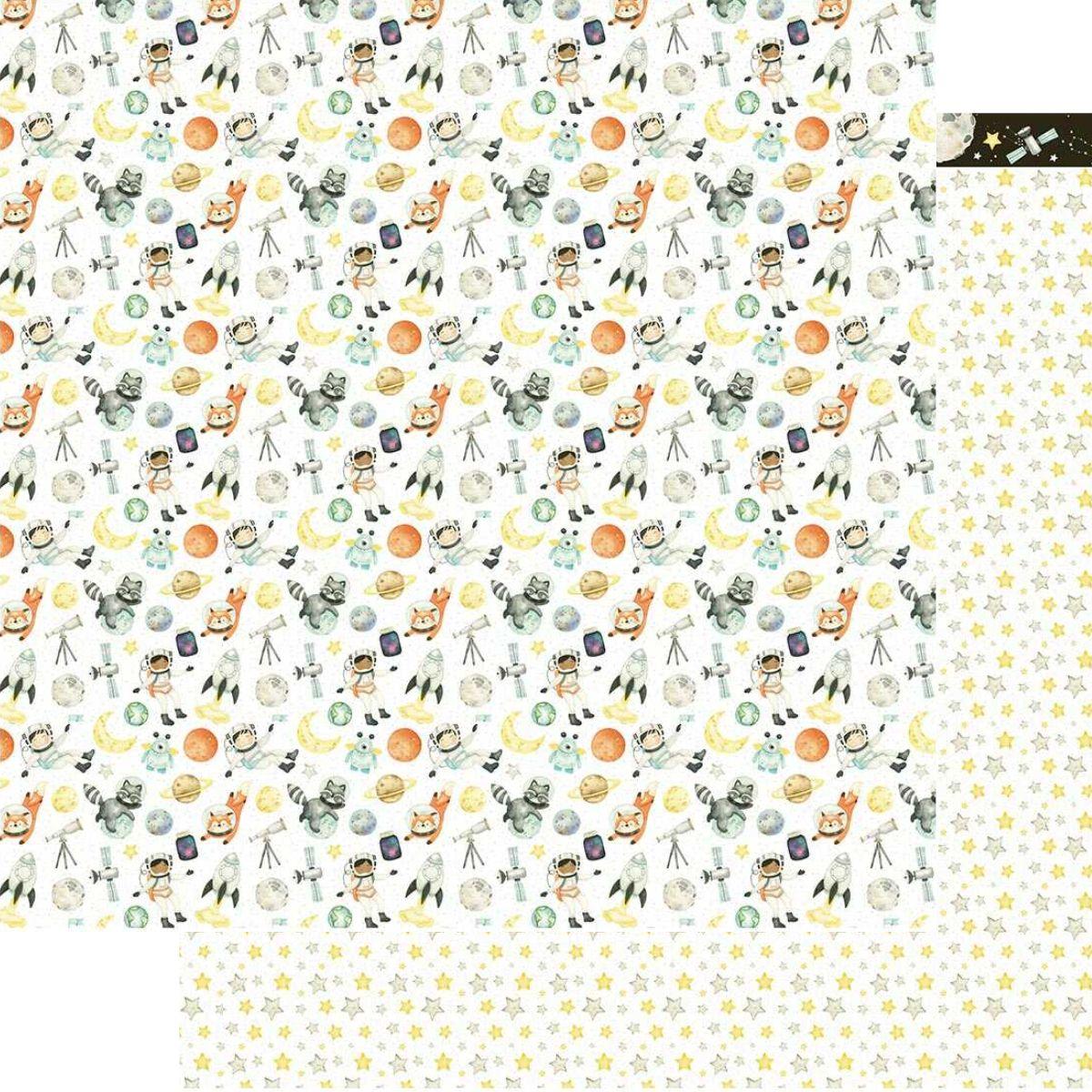 Papel Scrapbook Litoarte SD-1193 Estrelas e Astronautas 30,5x30,5cm - Palácio da Arte