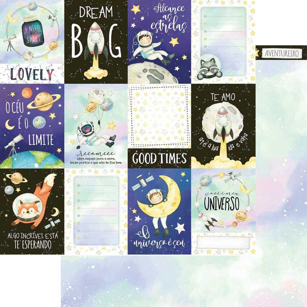 Papel Scrapbook Litoarte SD-1194 Tags Mundo da Lua 30,5x30,5cm - Palácio da Arte