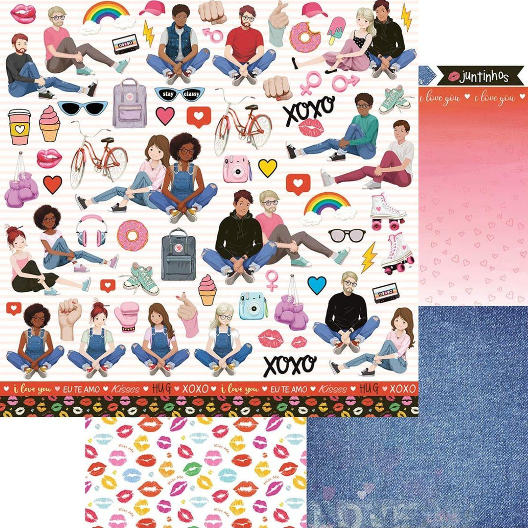 Papel Scrapbook Litoarte SD-1196 I Love You 30,5x30,5cm - Palácio da Arte
