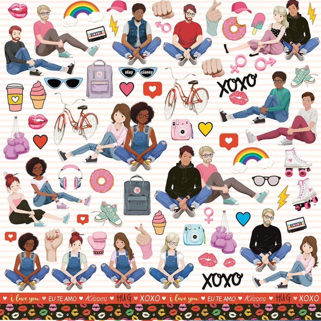 Papel Scrapbook Litoarte SD-1196 I Love You 30,5x30,5cm - Palácio da Arte