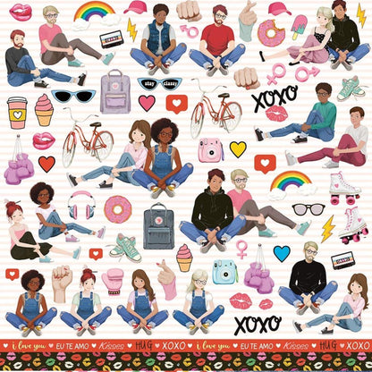 Papel Scrapbook Litoarte SD-1196 I Love You 30,5x30,5cm - Palácio da Arte