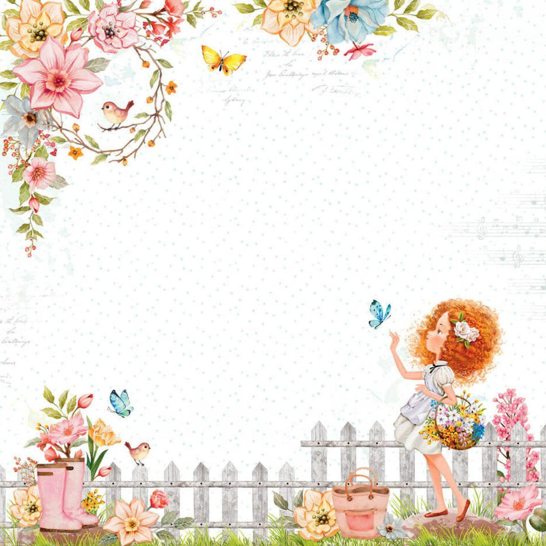 Papel Scrapbook Litoarte SD-1204 Floresça Menina no Jardim 30,5x30,5cm - Palácio da Arte