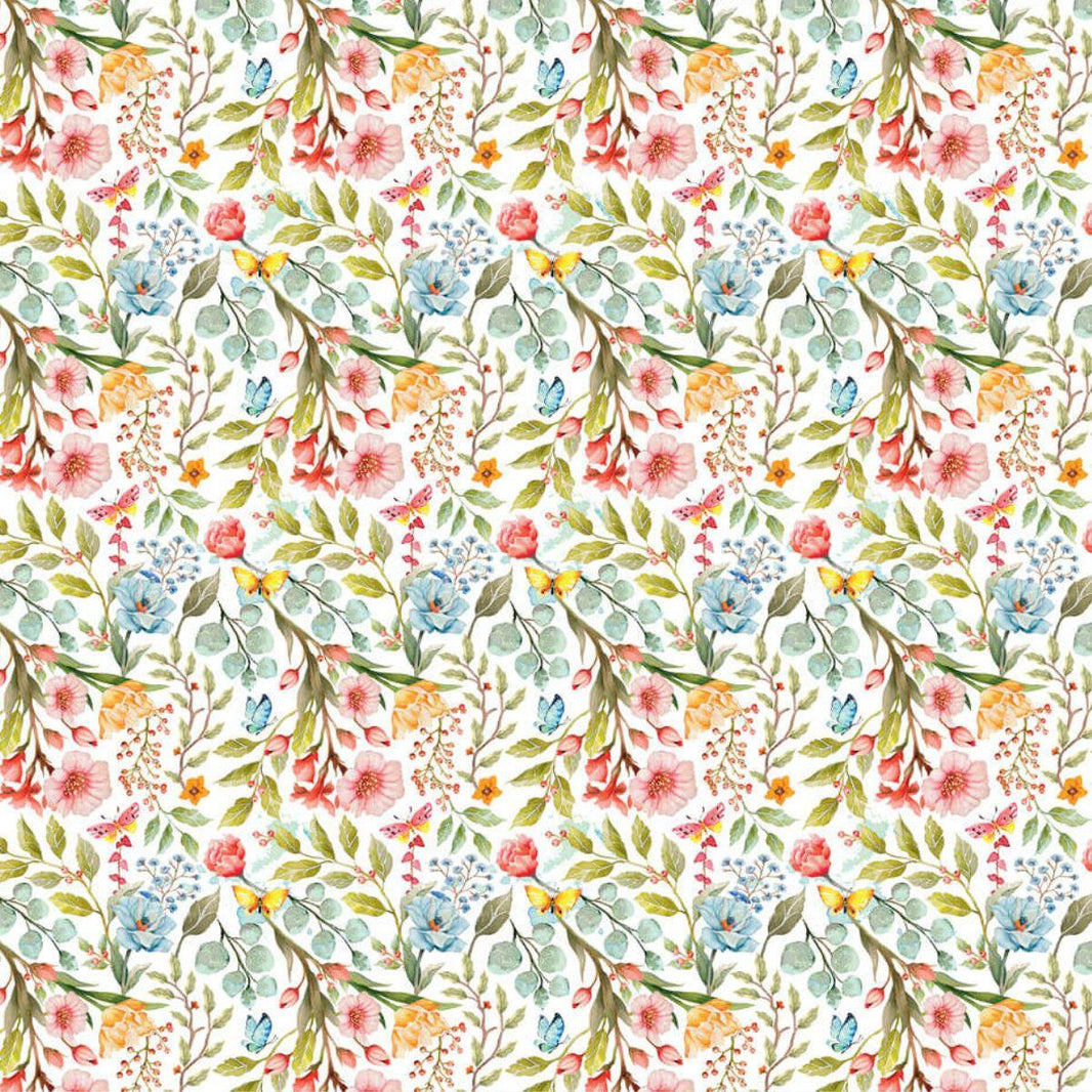 Papel Scrapbook Litoarte SD-1205 Floresça Flores e Poá 30,5x30,5cm - Palácio da Arte
