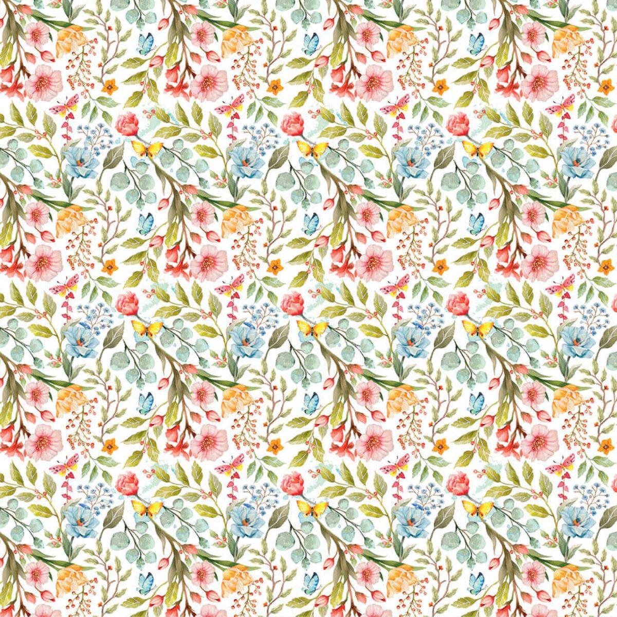 Papel Scrapbook Litoarte SD-1205 Floresça Flores e Poá 30,5x30,5cm - Palácio da Arte