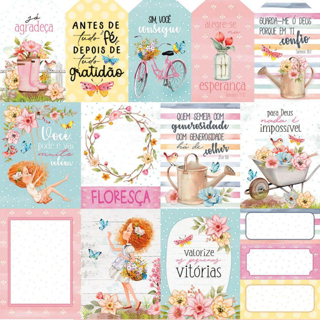 Papel Scrapbook Litoarte SD-1206 Floresça Cards 30,5x30,5cm - Palácio da Arte