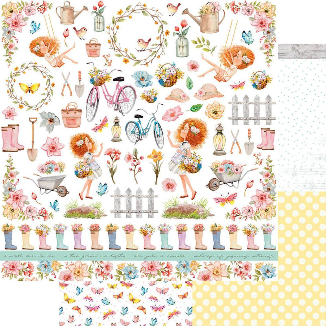 Papel Scrapbook Litoarte SD-1207 Floresça Recortes 30,5x30,5cm - Palácio da Arte