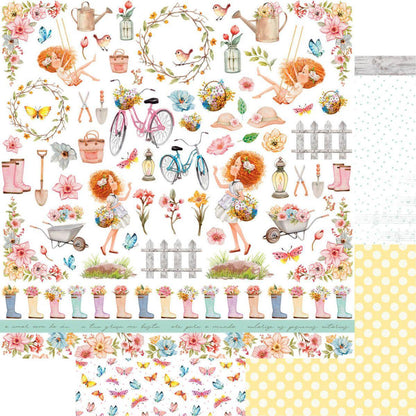 Papel Scrapbook Litoarte SD-1207 Floresça Recortes 30,5x30,5cm - Palácio da Arte