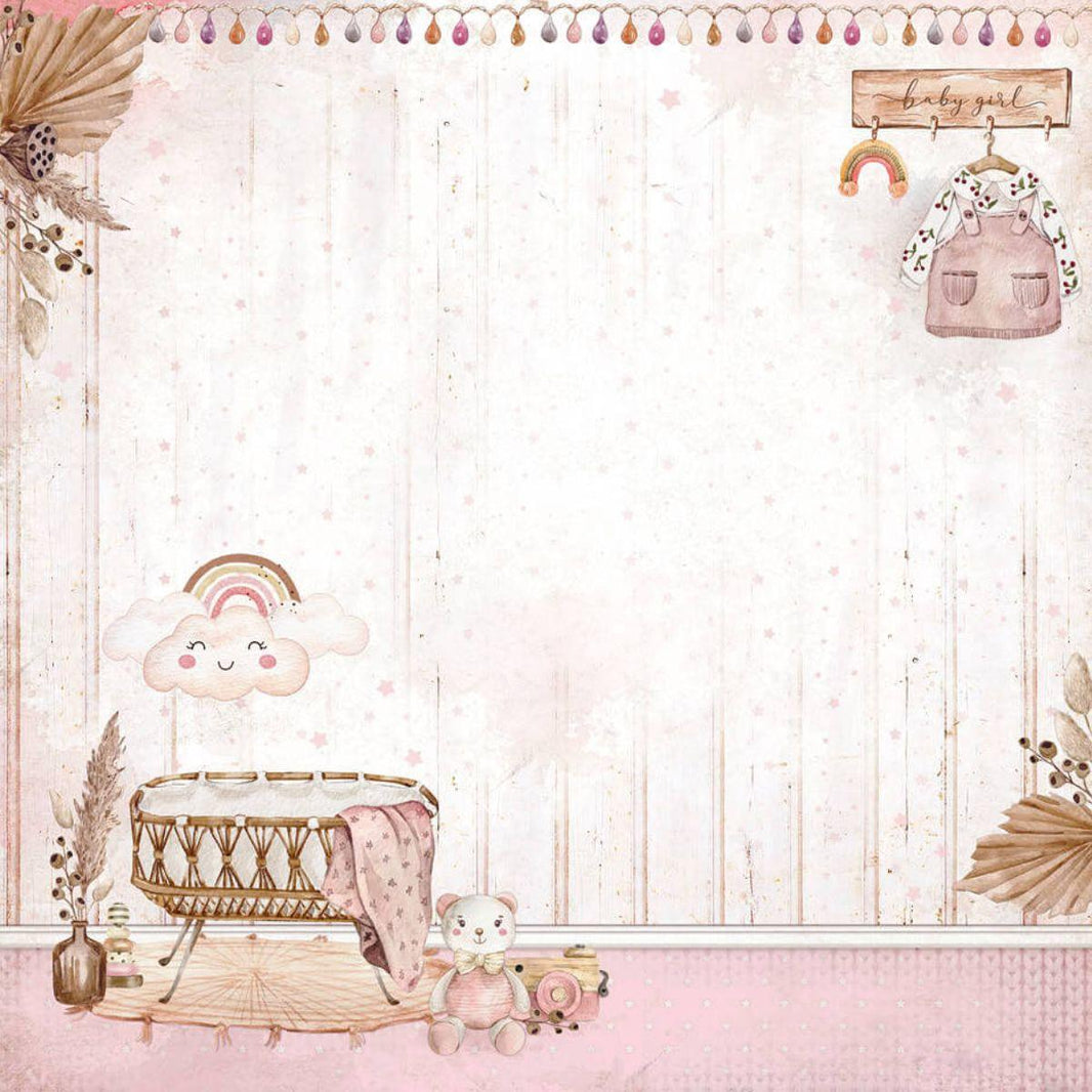 Papel Scrapbook Litoarte SD-1208 Estampa Bebê Menina 30,5x30,5cm - Palácio da Arte