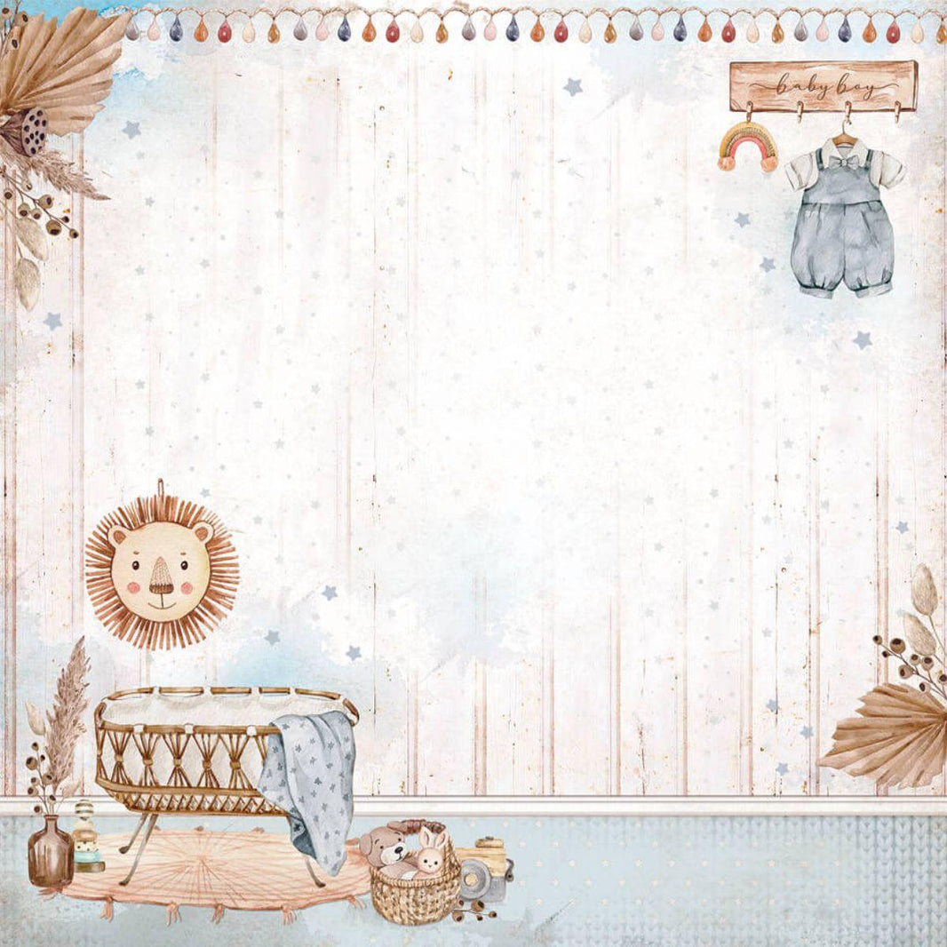 Papel Scrapbook Litoarte SD-1212 Estampa Bebê Menino 30,5x30,5cm - Palácio da Arte