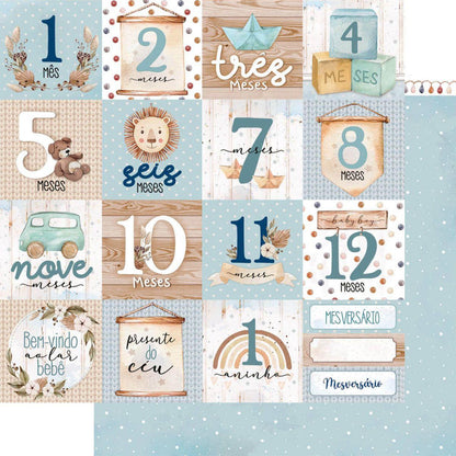 Papel Scrapbook Litoarte SD-1213 Cards Mesversário Menino 30,5x30,5cm - Palácio da Arte