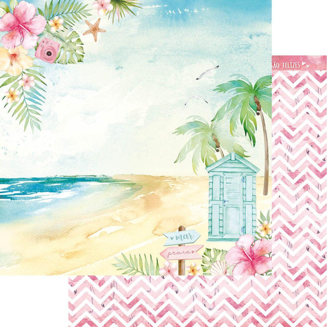 Papel Scrapbook Litoarte SD-1219 Estampa Praia 30,5x30,5cm - Palácio da Arte