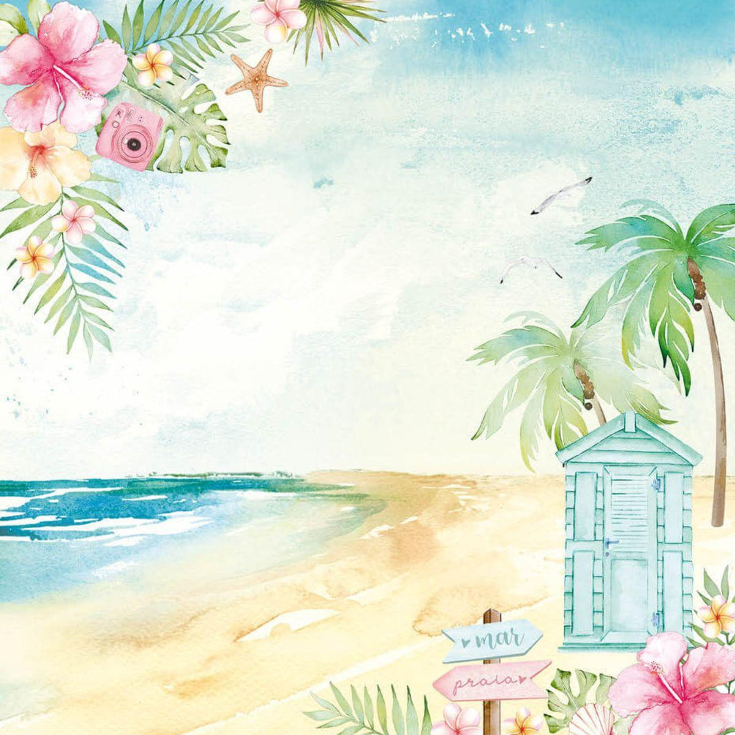 Papel Scrapbook Litoarte SD-1219 Estampa Praia 30,5x30,5cm - Palácio da Arte
