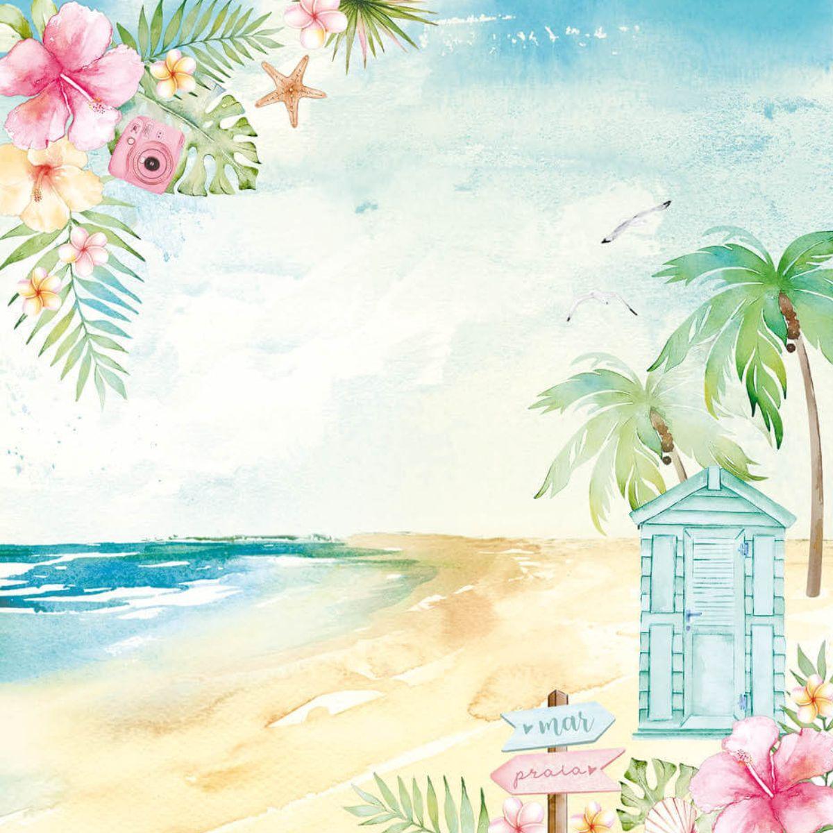 Papel Scrapbook Litoarte SD-1219 Estampa Praia 30,5x30,5cm - Palácio da Arte