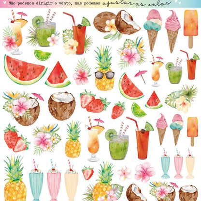 Papel Scrapbook Litoarte SD-1222 Elementos Praia 30,5x30,5cm - Palácio da Arte