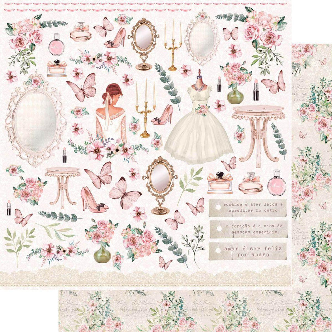 Papel Scrapbook Litoarte SD-1236 Elementos Noiva 30,5x30,5cm - Palácio da Arte
