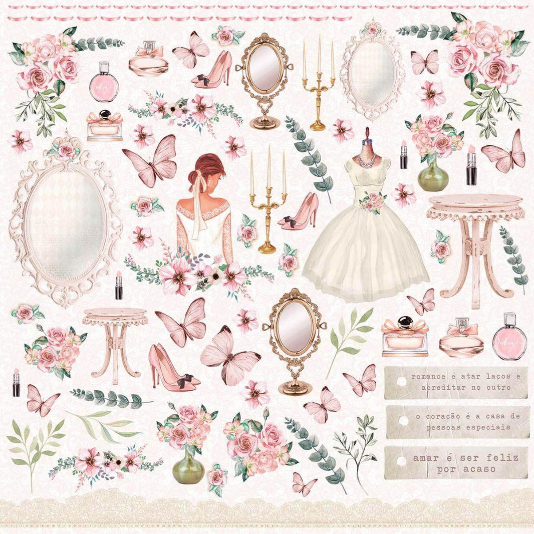 Papel Scrapbook Litoarte SD-1236 Elementos Noiva 30,5x30,5cm - Palácio da Arte
