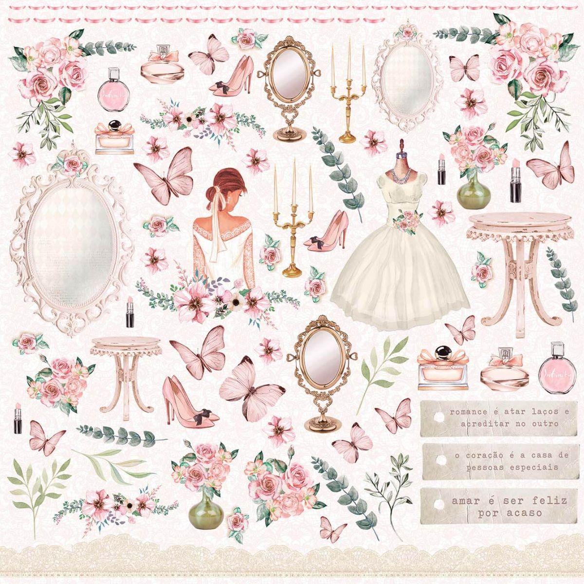 Papel Scrapbook Litoarte SD-1236 Elementos Noiva 30,5x30,5cm - Palácio da Arte