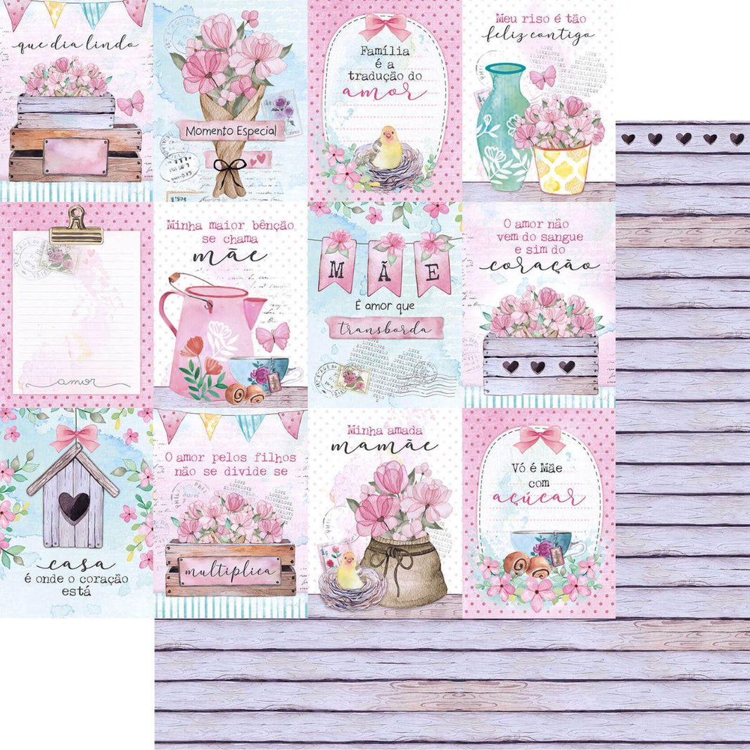 Papel Scrapbook Litoarte SD-1239 Tags Mães 30,5x30,5cm - Palácio da Arte