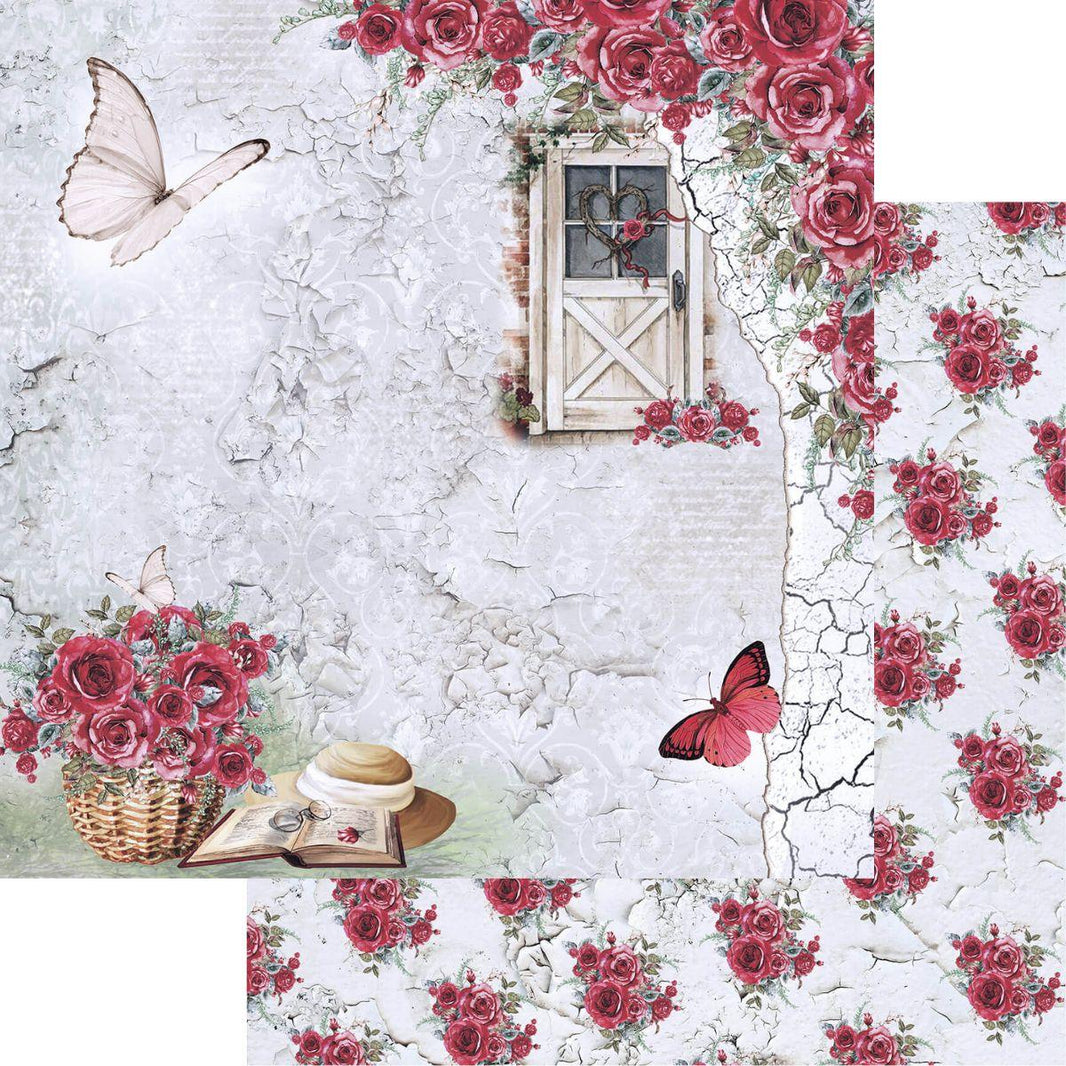 Papel Scrapbook Litoarte SD-1242 Red Roses Porta e Rosas 30,5x30,5cm - Palácio da Arte