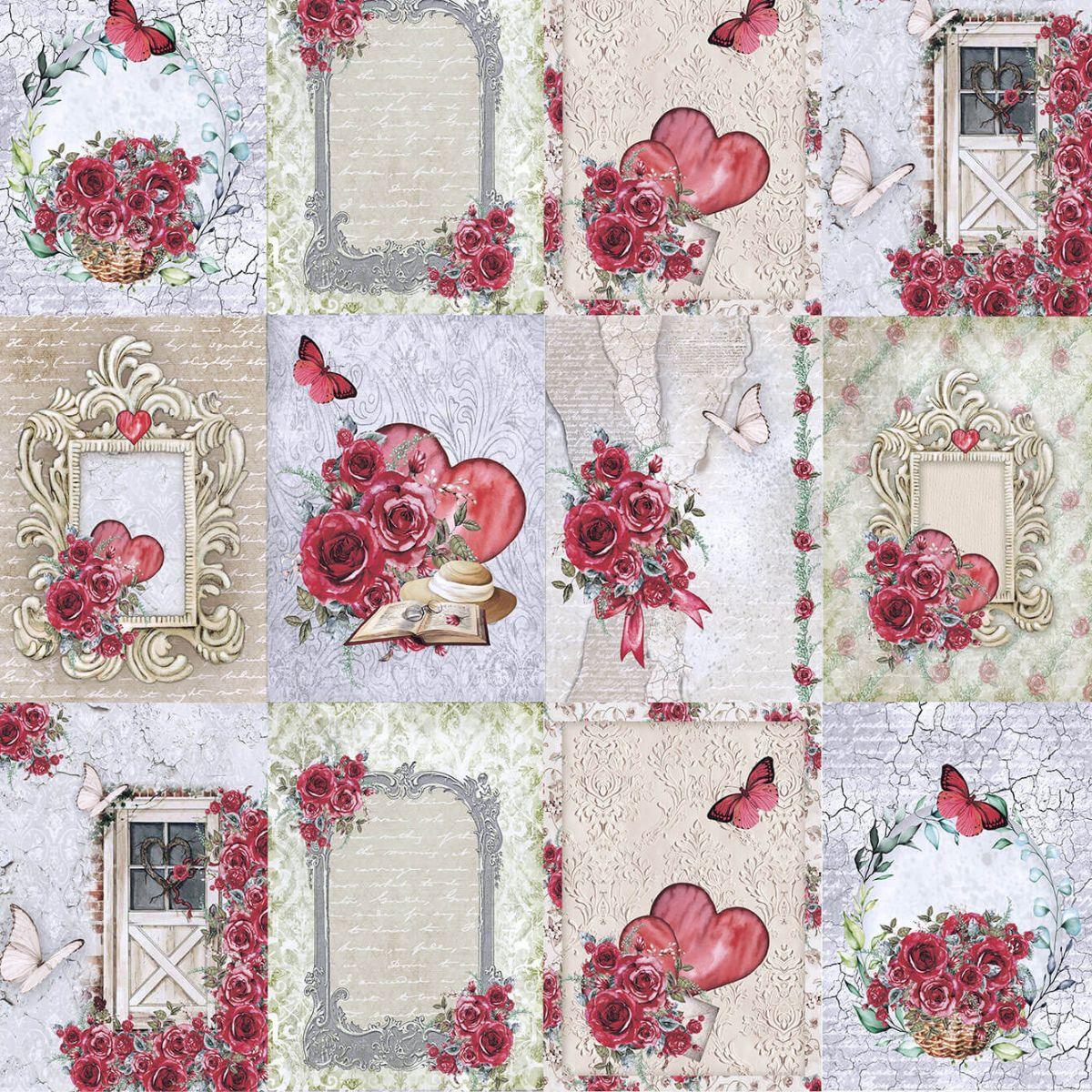 Papel Scrapbook Litoarte SD-1243 Red Roses Tags e Rosas 30,5x30,5cm - Palácio da Arte