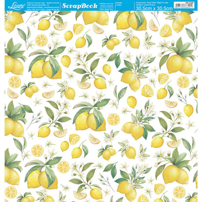 Papel Scrapbook Litoarte SD-1320 Limões 30,5x30,5cm - Palácio da Arte