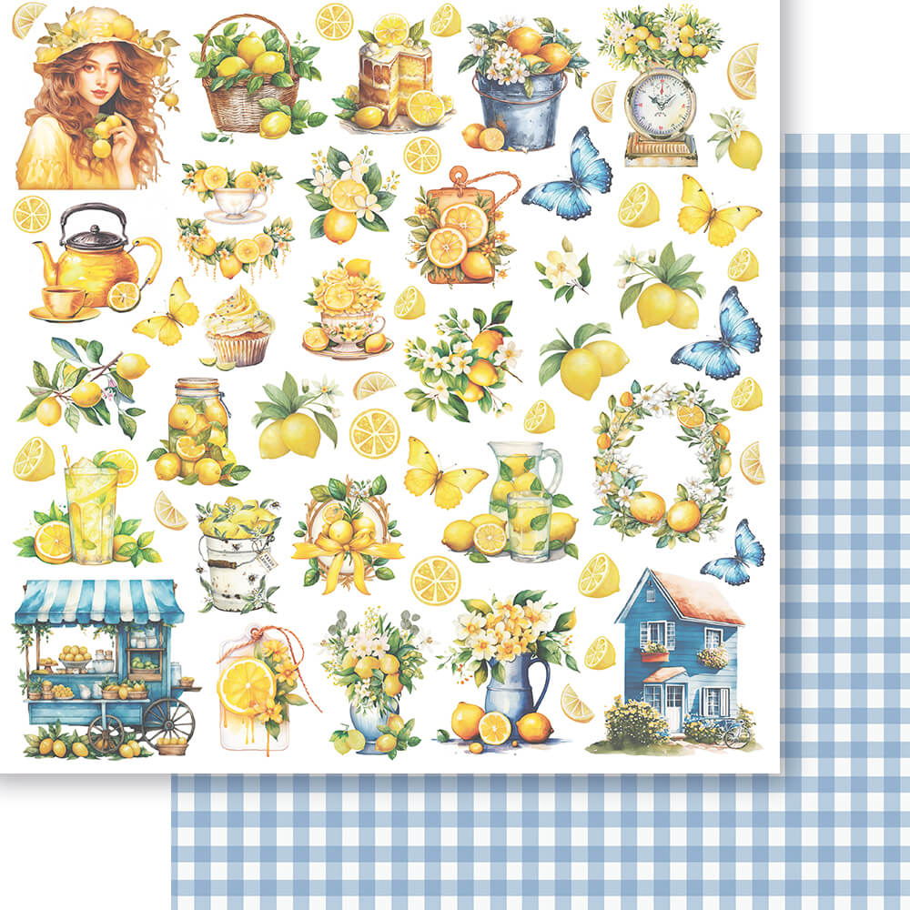 Papel Scrapbook Litoarte SD-1323 Limões Elementos 30,5x30,5cm - Palácio da Arte