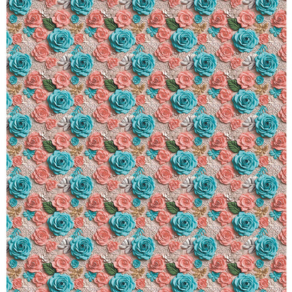 Papel Scrapbook Litoarte SD-1324 Rosa 3D Coral e Verde 30,5x30,5cm - Palácio da Arte