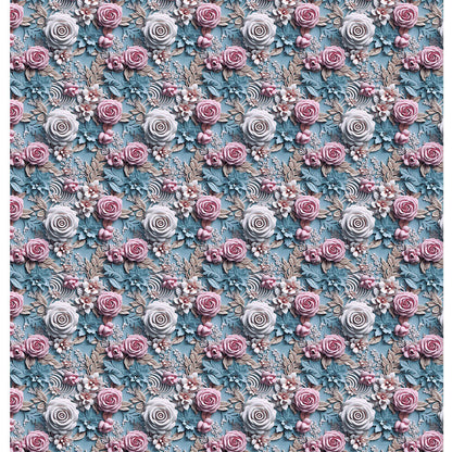 Papel Scrapbook Litoarte SD-1325 Rosa 3D Fundo Azul 30,5x30,5cm - Palácio da Arte