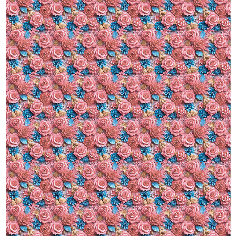 Papel Scrapbook Litoarte SD-1326 Rosa 3D Coral e Azul 30,5x30,5cm - Palácio da Arte