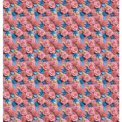 Papel Scrapbook Litoarte SD-1326 Rosa 3D Coral e Azul 30,5x30,5cm - Palácio da Arte