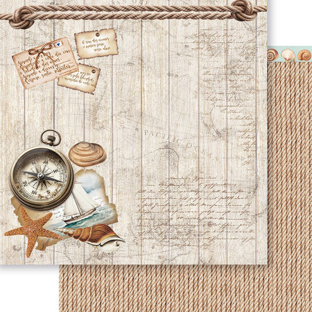 Papel Scrapbook Litoarte SD-1332 Mar Doce Lar Bússula 30,5x30,5cm - Palácio da Arte