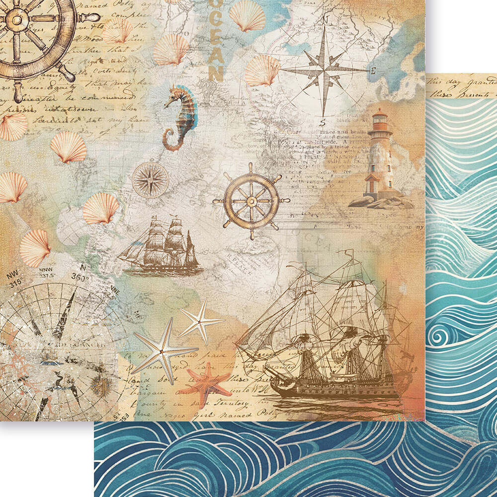Papel Scrapbook Litoarte SD-1335 Mar Doce Lar Náutica 30,5x30,5cm - Palácio da Arte