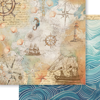 Papel Scrapbook Litoarte SD-1335 Mar Doce Lar Náutica 30,5x30,5cm - Palácio da Arte