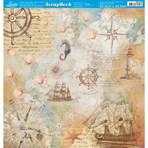 Papel Scrapbook Litoarte SD-1335 Mar Doce Lar Náutica 30,5x30,5cm - Palácio da Arte