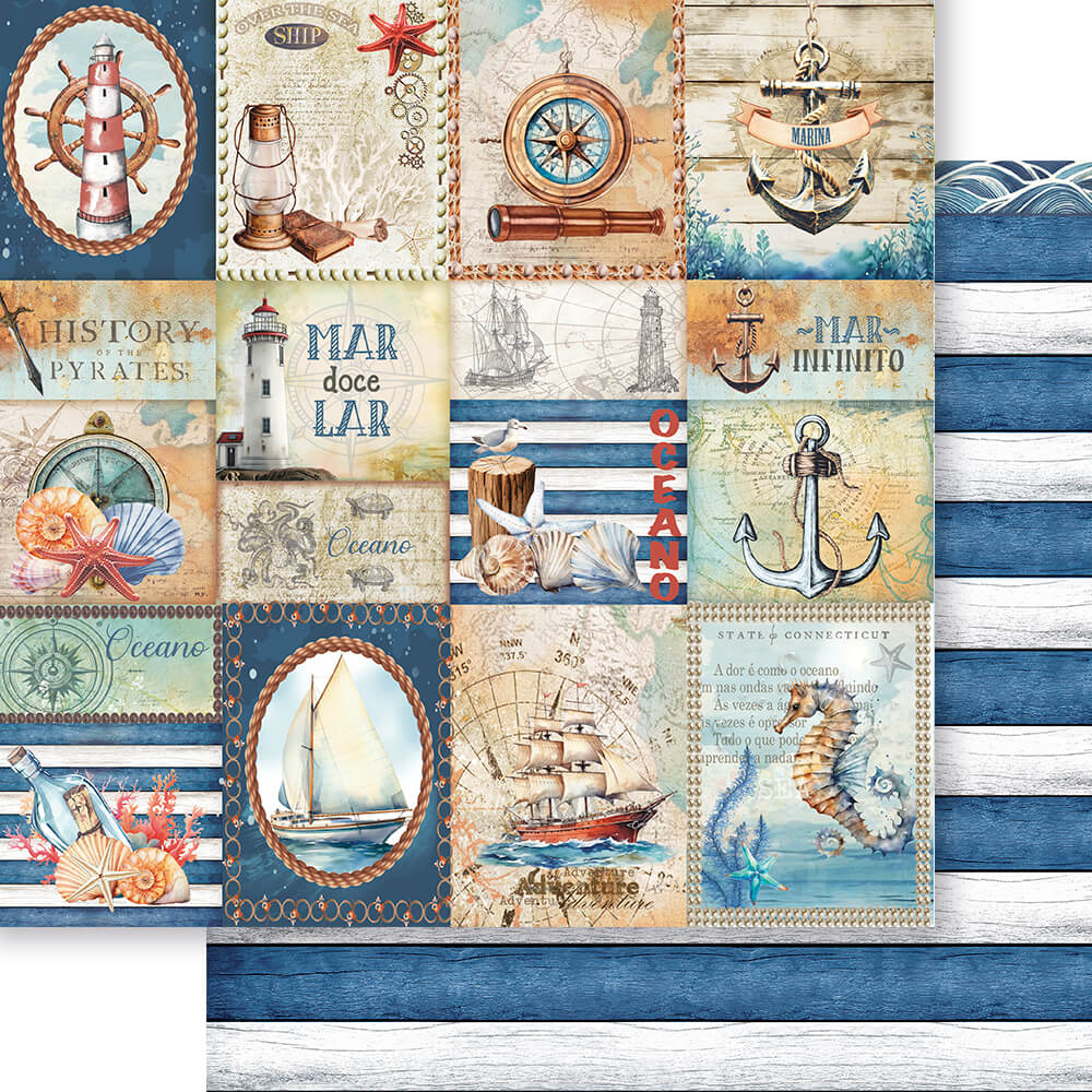 Papel Scrapbook Litoarte SD-1336 Mar Doce Lar Tags 30,5x30,5cm - Palácio da Arte